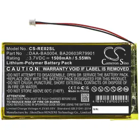 Dap-hd0014 Cameron Sino Cs-re02sl Battery For Creative Labs Nomad Jukebox Zen Touch 20/40gb Daa-ba0004 #3