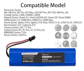 M26-4s2p Gikysuiz Upgraded 6700mah 14.4v 96.48wh Battery - Compatible With Proscenic M7 M6 M8 #3