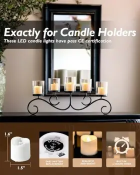 Hbkbsqdnbds12 Global Selection 12pack Timer Flameless Led Votive Candles Long Lasting Battery White Base #2