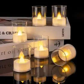 Hbkbsqdnbds12 Global Selection 12pack Timer Flameless Led Votive Candles Long Lasting Battery White Base #3