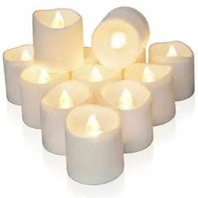 Hbkbsqdnbds12 Global Selection 12pack Timer Flameless Led Votive Candles Long Lasting Battery White Base