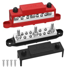 Joinfworld Bb400-t3m8s10-c-rb-2 Power Distribution Block 400a Bus Bar 12v 48v With 3 X Red&black